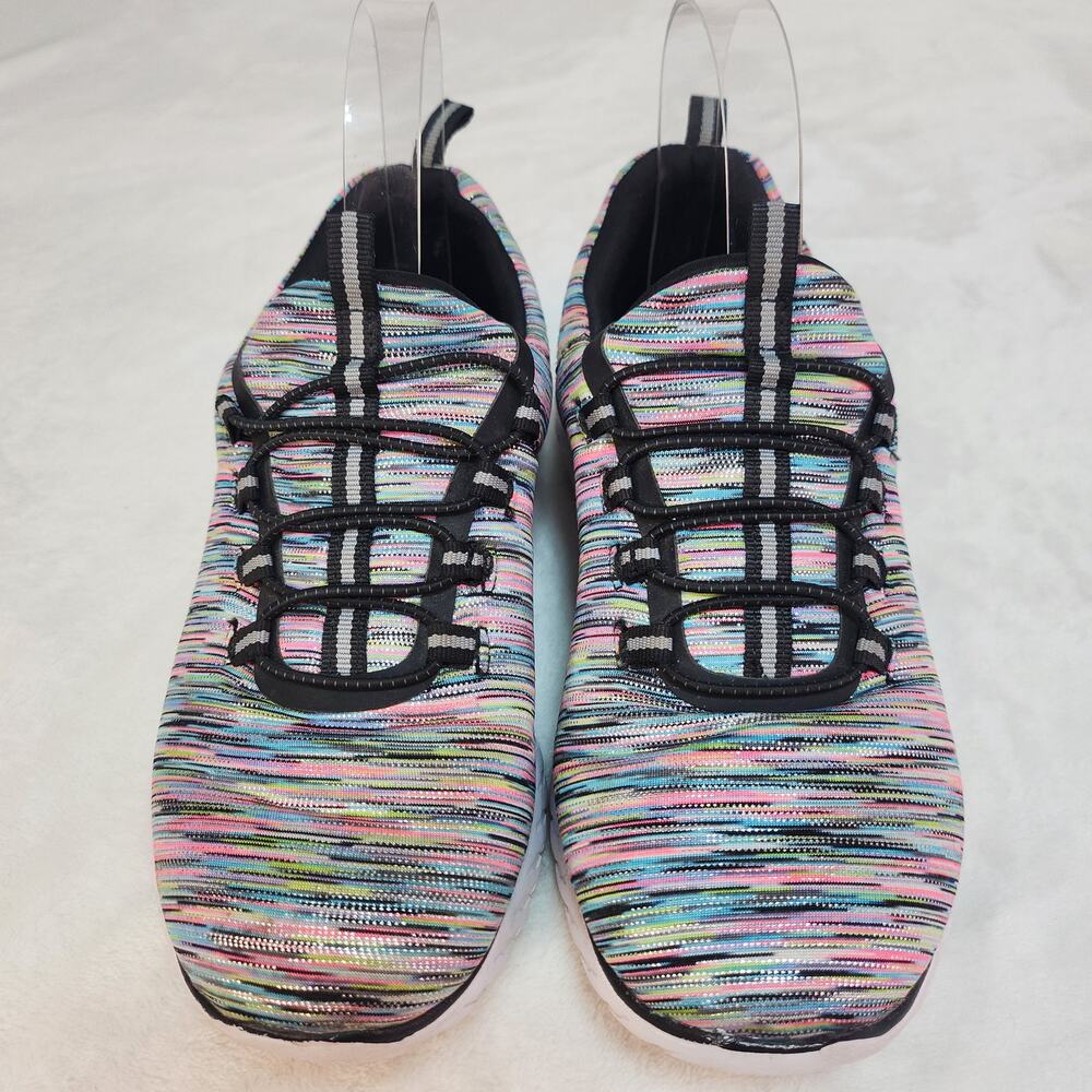 Rainbow Glitter Sneakers 7 Multi Color Sparkle Shimmer Slip On Kidcore Neon Rave - Picture 7 of 13